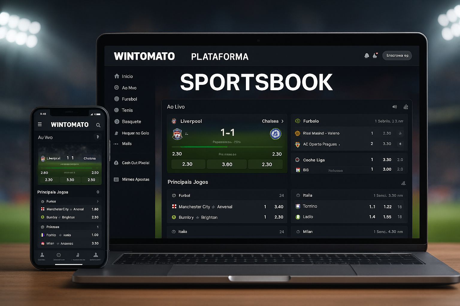 Apostas esportivas no cassino online WINTOMATO